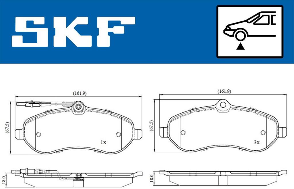Jeu de 4 plaquettes de frein SKF ref. VKBP 80048 E