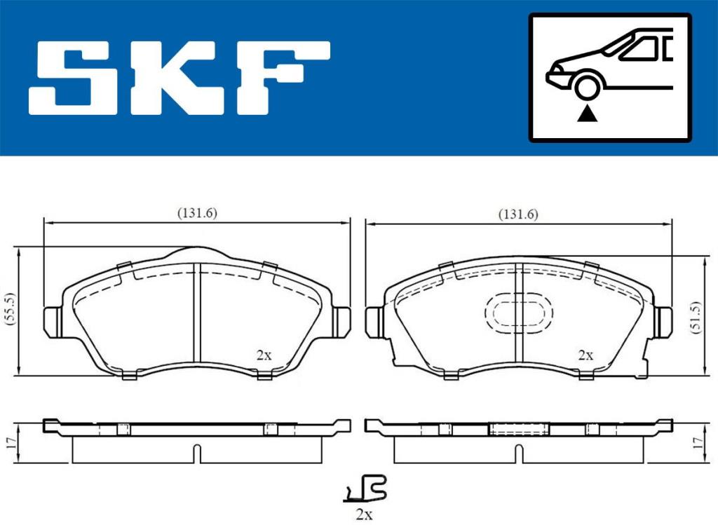 Jogo de 4 pastilhas de travão SKF ref. VKBP 80062 A