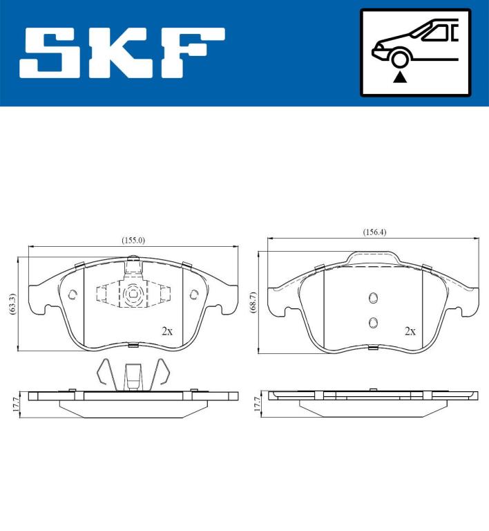 Jogo de 4 pastilhas de travão SKF ref. VKBP 80063