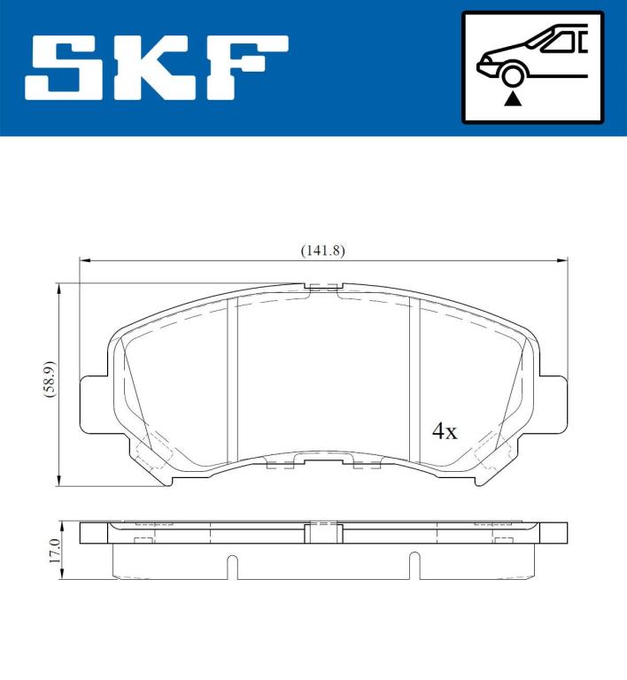 Jogo de 4 pastilhas de travão SKF ref. VKBP 80069