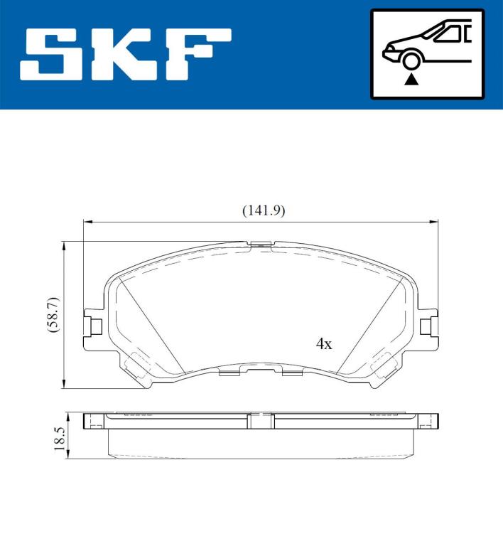 Jogo de 4 pastilhas de travão SKF ref. VKBP 80076