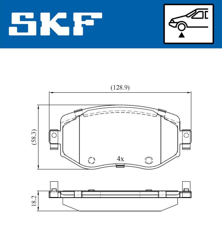 Jeu de 4 plaquettes de frein SKF ref. VKBP 80083