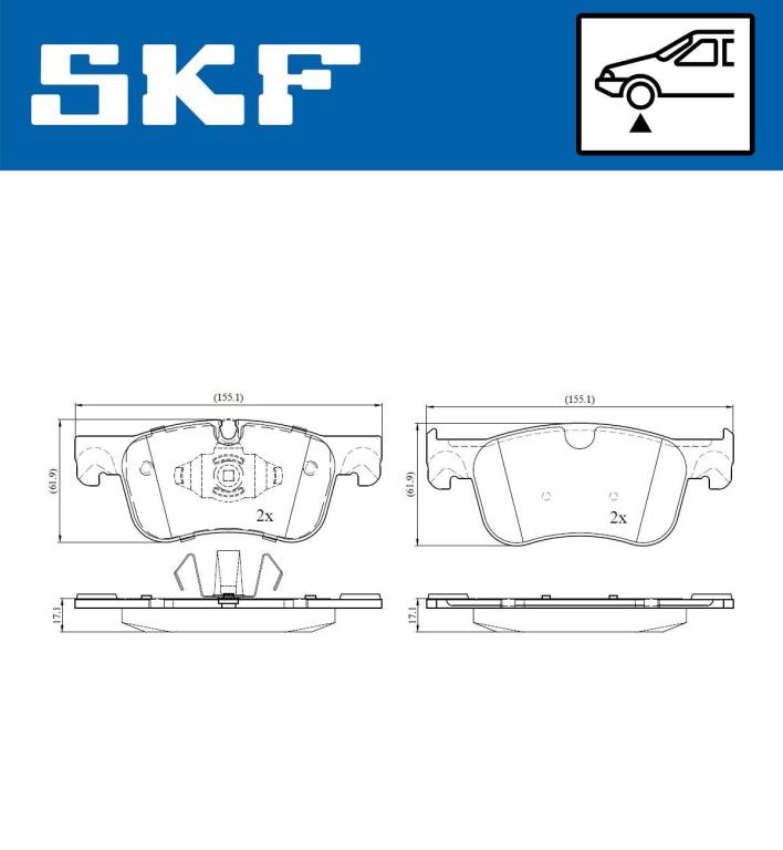 Jogo de 4 pastilhas de travão SKF ref. VKBP 80086