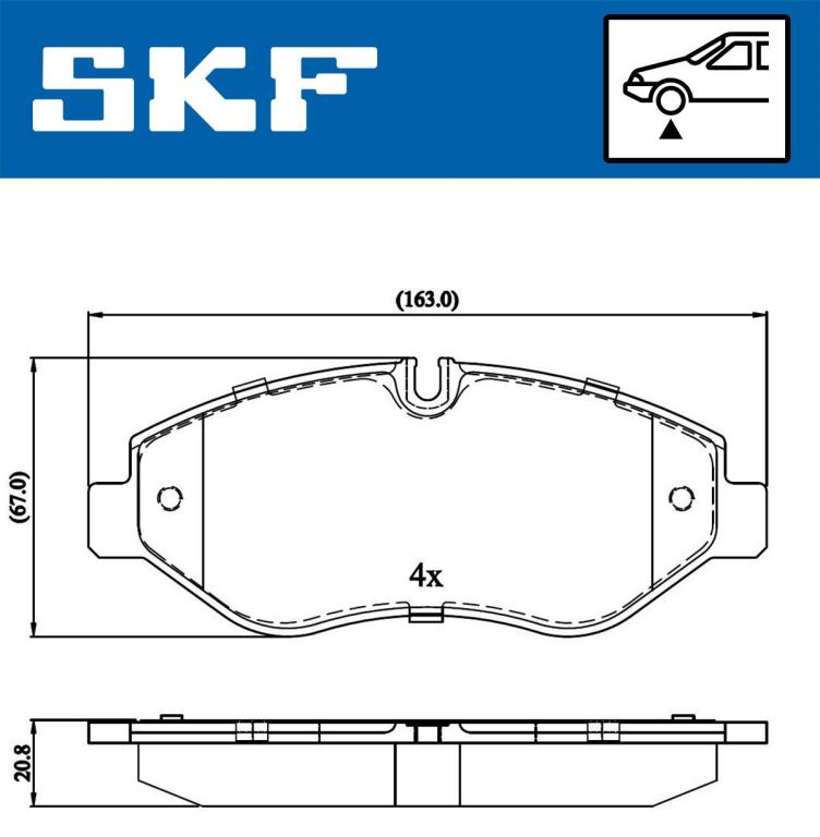 Jeu de 4 plaquettes de frein SKF ref. VKBP 80089