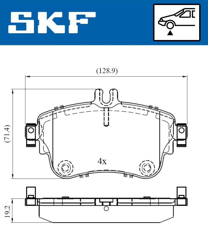 Jeu de 4 plaquettes de frein SKF ref. VKBP 80099