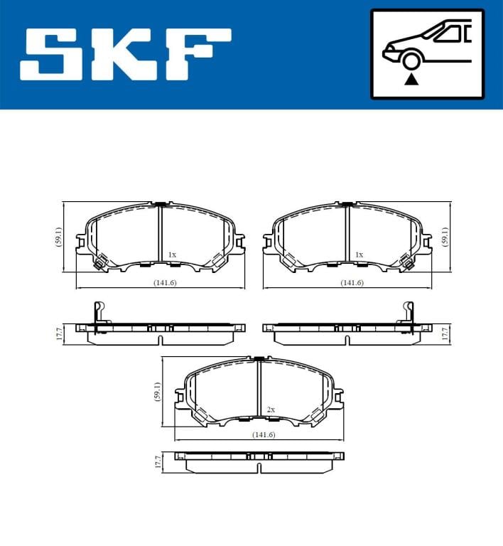 Jeu de 4 plaquettes de frein SKF ref. VKBP 80108 A