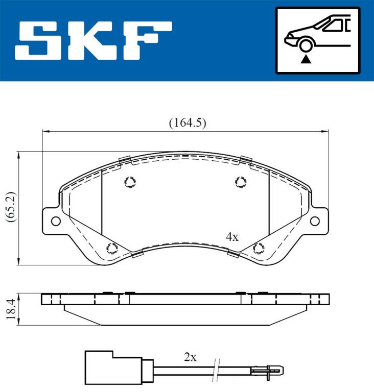Jeu de 4 plaquettes de frein SKF ref. VKBP 80110 E
