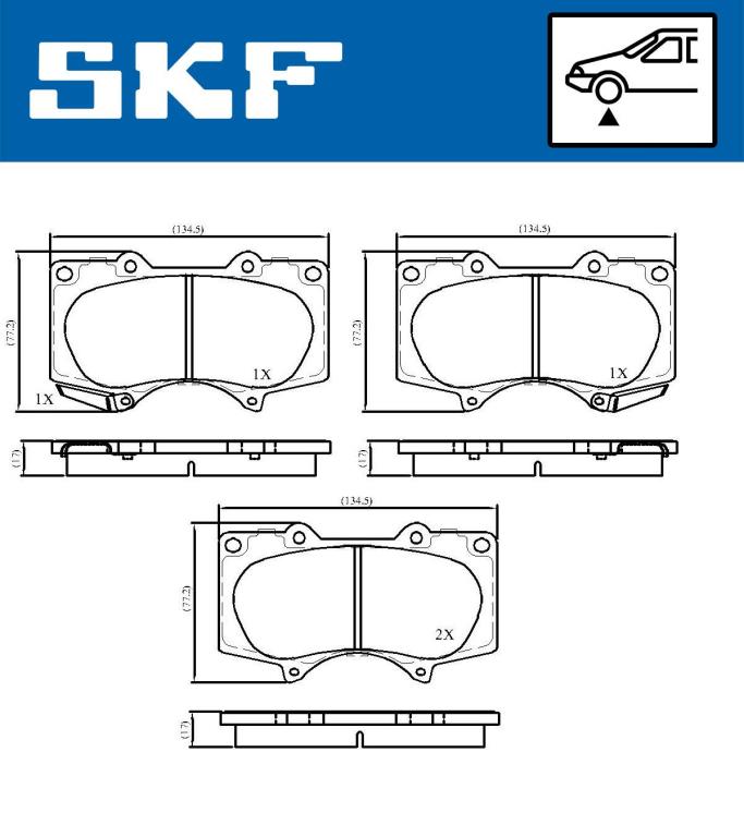 Jeu de 4 plaquettes de frein SKF ref. VKBP 80135 A