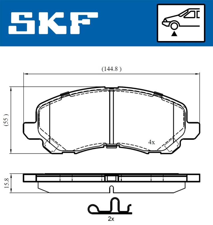 Jeu de 4 plaquettes de frein SKF ref. VKBP 80169 A