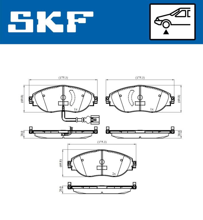 Jeu de 4 plaquettes de frein SKF ref. VKBP 80179 E