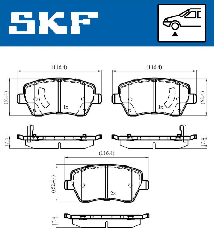 Jogo de 4 pastilhas de travão SKF ref. VKBP 80182 A