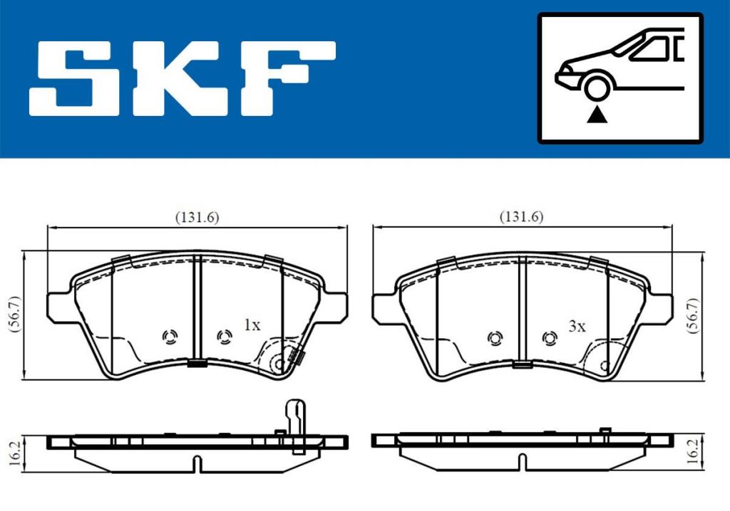 Jogo de 4 pastilhas de travão SKF ref. VKBP 80185 A