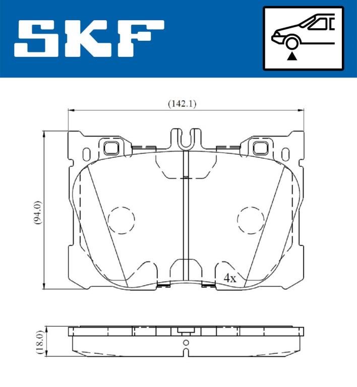 Jogo de 4 pastilhas de travão SKF ref. VKBP 80190
