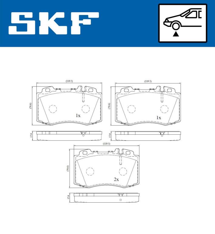 Jeu de 4 plaquettes de frein SKF ref. VKBP 80198 E