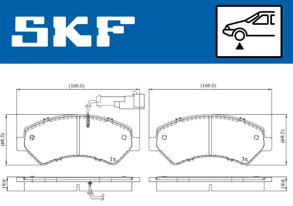 Jeu de 4 plaquettes de frein SKF ref. VKBP 80210 E