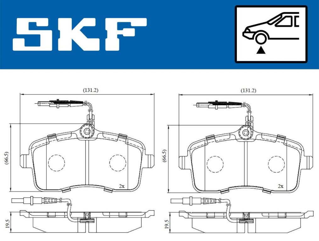 Jeu de 4 plaquettes de frein SKF ref. VKBP 80232 E