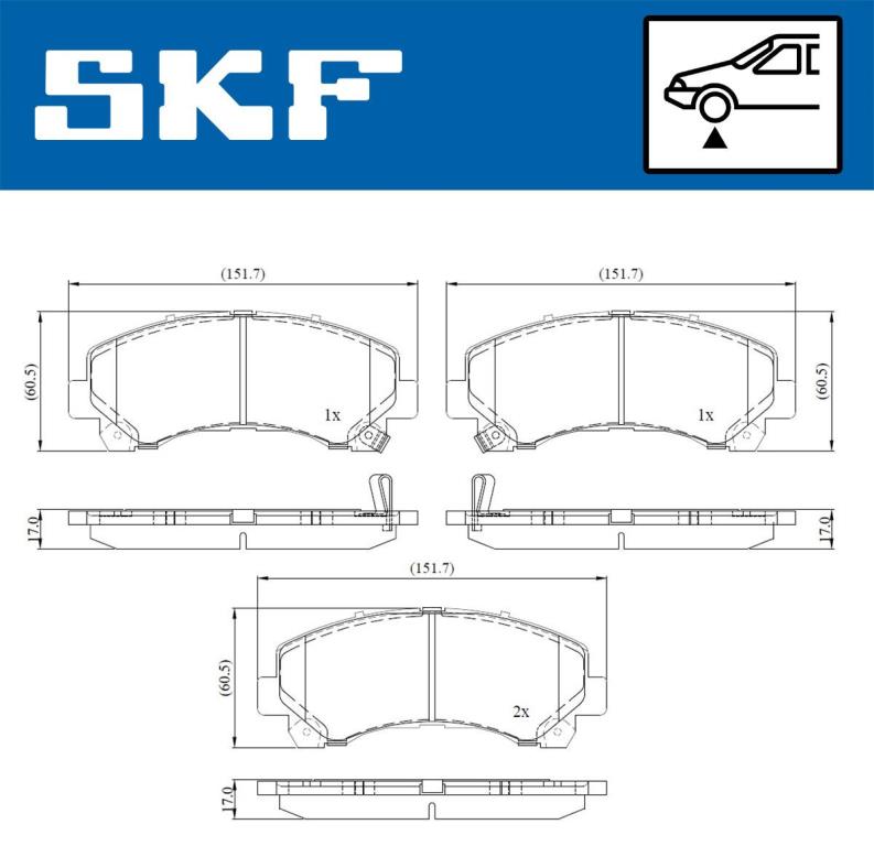 Jogo de 4 pastilhas de travão SKF ref. VKBP 80233 A