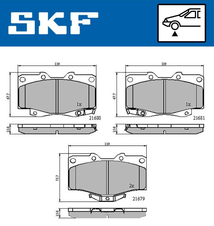 Jogo de 4 pastilhas de travão SKF ref. VKBP 80247 A
