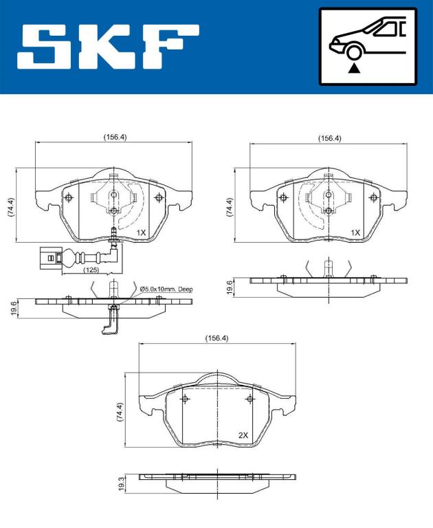 Jeu de 4 plaquettes de frein SKF ref. VKBP 80270 E