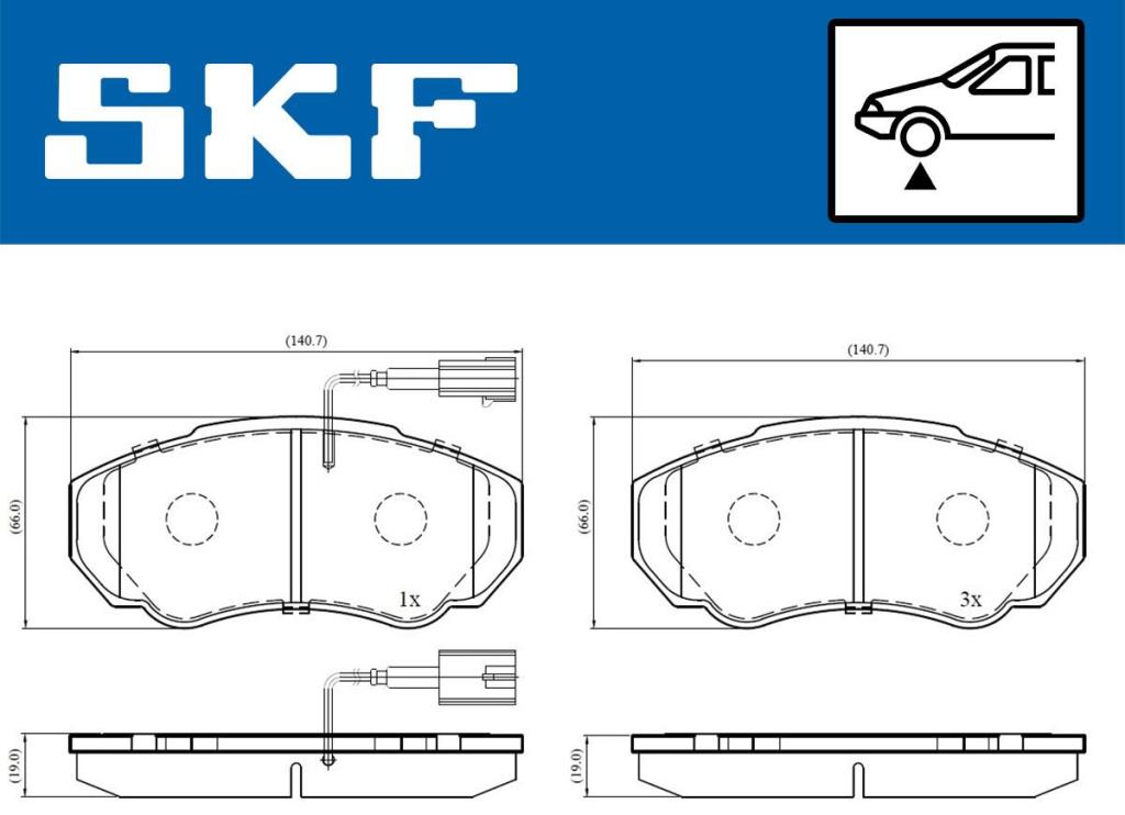 Jeu de 4 plaquettes de frein SKF ref. VKBP 80273 E