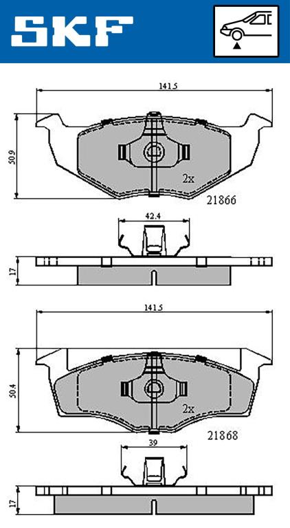 Jeu de 4 plaquettes de frein SKF VKBP 80278