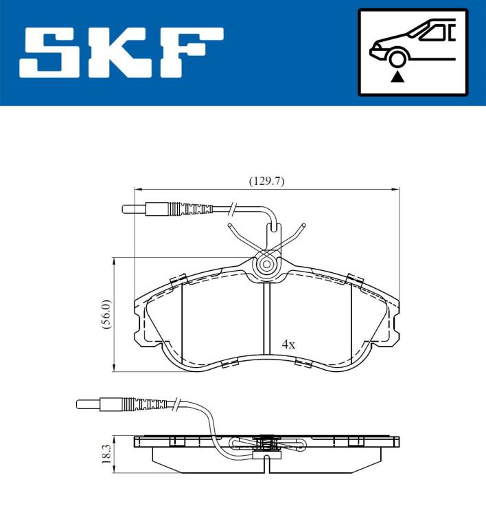Jeu de 4 plaquettes de frein SKF ref. VKBP 80281 E
