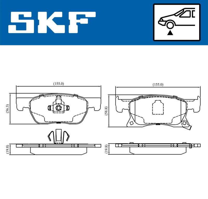 Jogo de 4 pastilhas de travão SKF ref. VKBP 80291 A