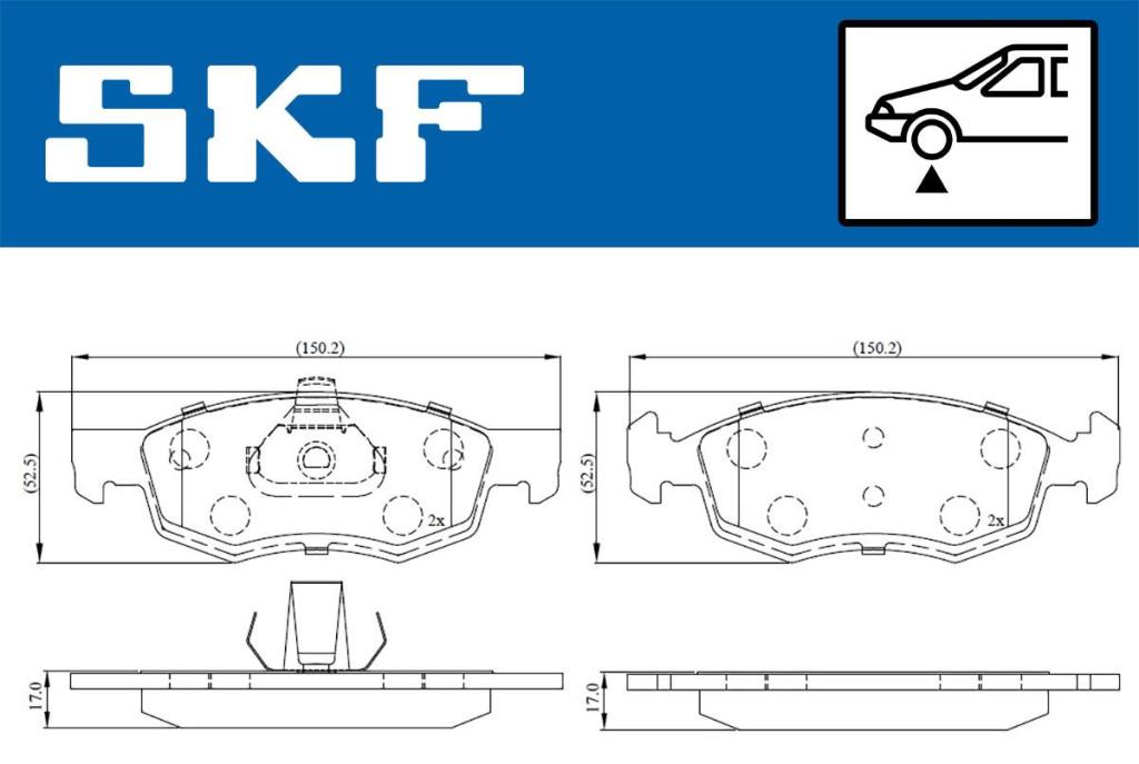 Jeu de 4 plaquettes de frein SKF ref. VKBP 80294