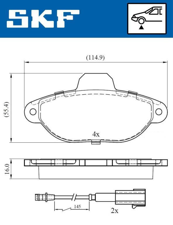 Jeu de 4 plaquettes de frein SKF ref. VKBP 80299 E