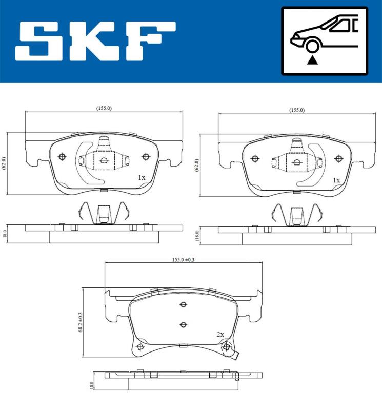 Jogo de 4 pastilhas de travão SKF ref. VKBP 80301 A