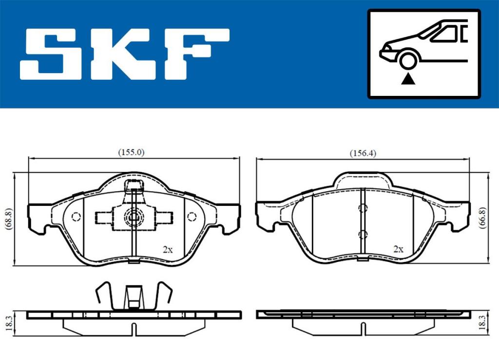 Jogo de 4 pastilhas de travão SKF ref. VKBP 80309
