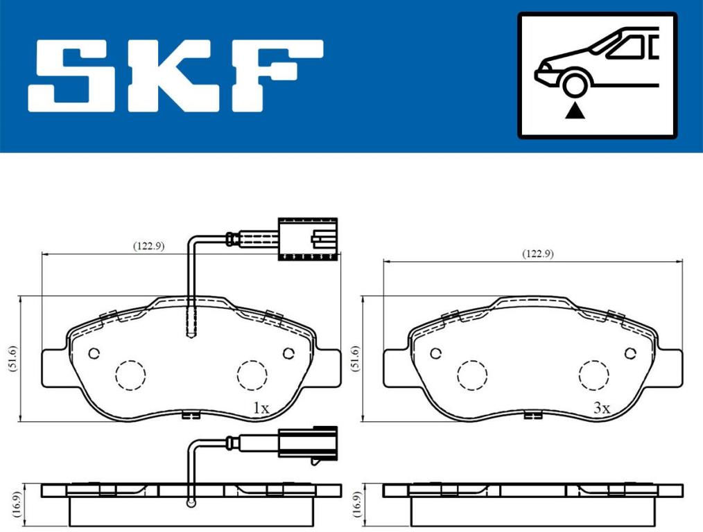 Jogo de 4 pastilhas de travão SKF VKBP 80313 E