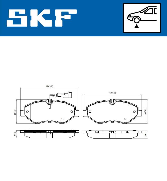 Jeu de 4 plaquettes de frein SKF ref. VKBP 80333 E