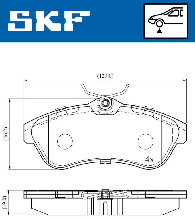 Jeu de 4 plaquettes de frein SKF ref. VKBP 80344