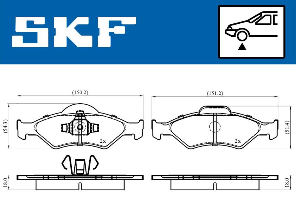 Jogo de 4 pastilhas de travão SKF ref. VKBP 80348