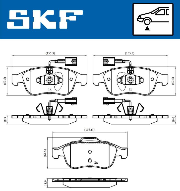 Jeu de 4 plaquettes de frein SKF ref. VKBP 80353 E