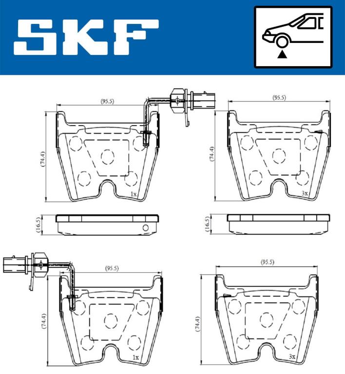 Jeu de 4 plaquettes de frein SKF ref. VKBP 80369 E