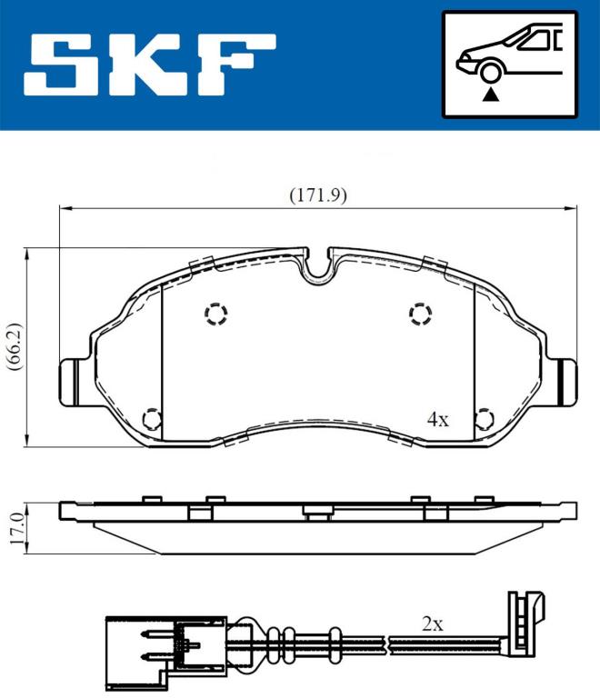 Jeu de 4 plaquettes de frein SKF ref. VKBP 80377 E