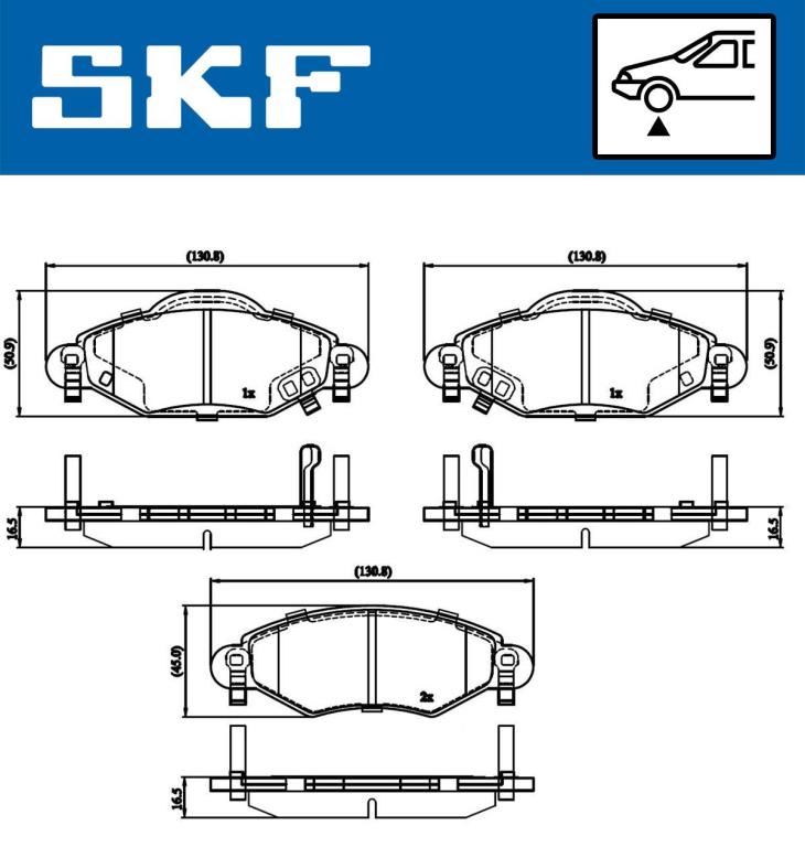 Jeu de 4 plaquettes de frein SKF ref. VKBP 80383 A