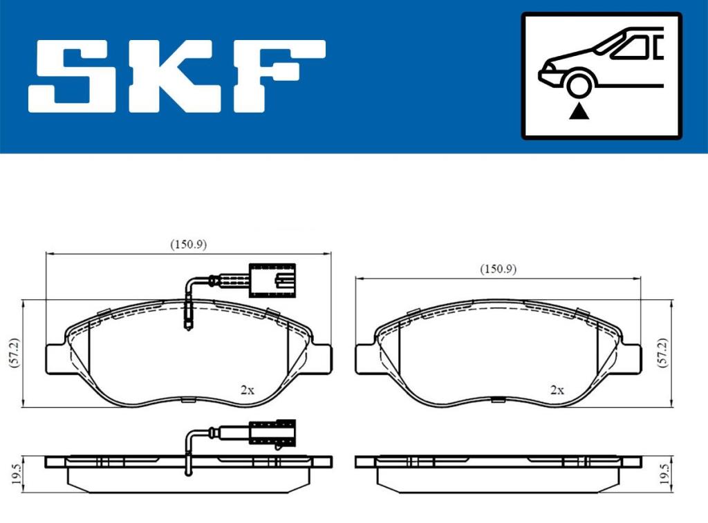 Jeu de 4 plaquettes de frein SKF ref. VKBP 80395 E