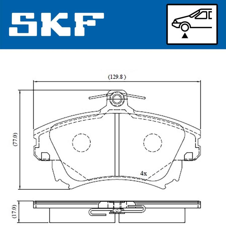 Jeu de 4 plaquettes de frein SKF ref. VKBP 80404 A