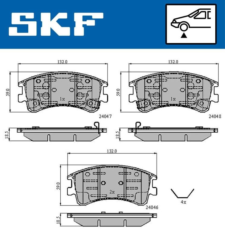 Jogo de 4 pastilhas de travão SKF ref. VKBP 80421 A