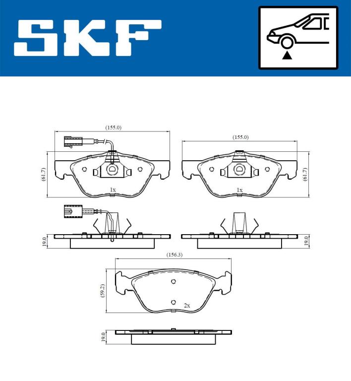 Jeu de 4 plaquettes de frein SKF ref. VKBP 80438 E