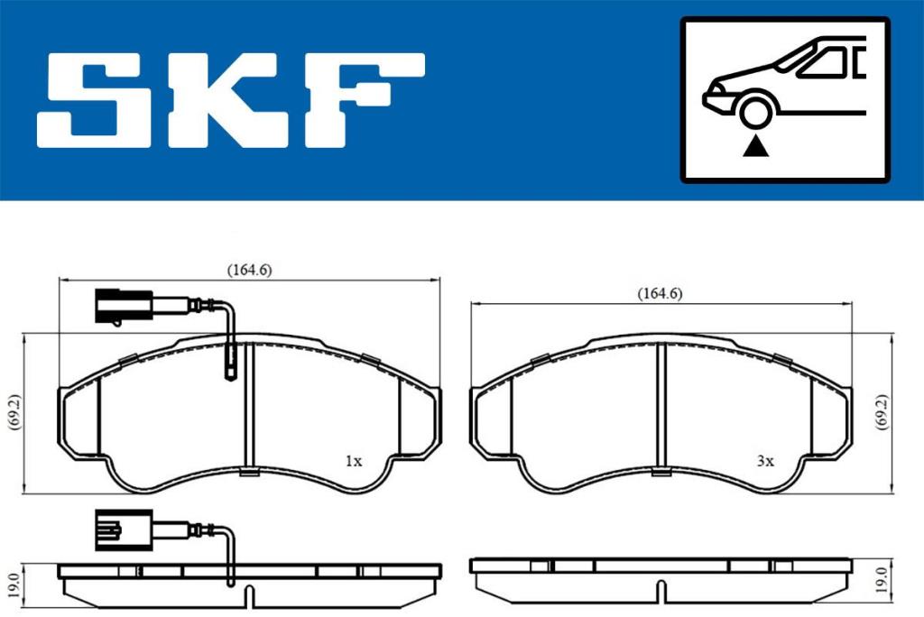 Jeu de 4 plaquettes de frein SKF ref. VKBP 80441 E