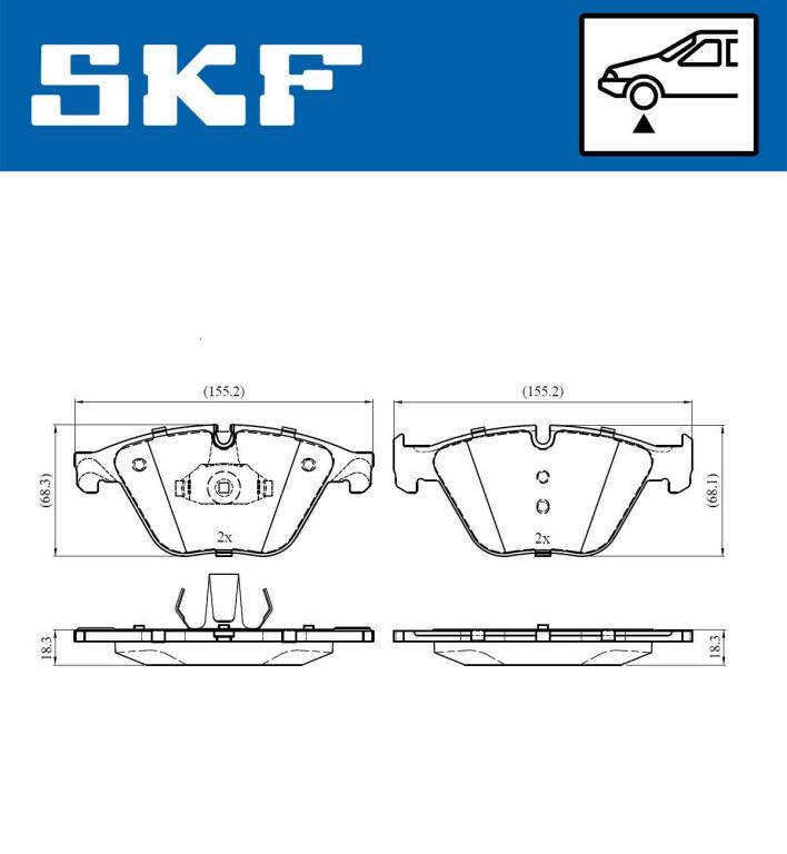 Jeu de 4 plaquettes de frein SKF ref. VKBP 80444