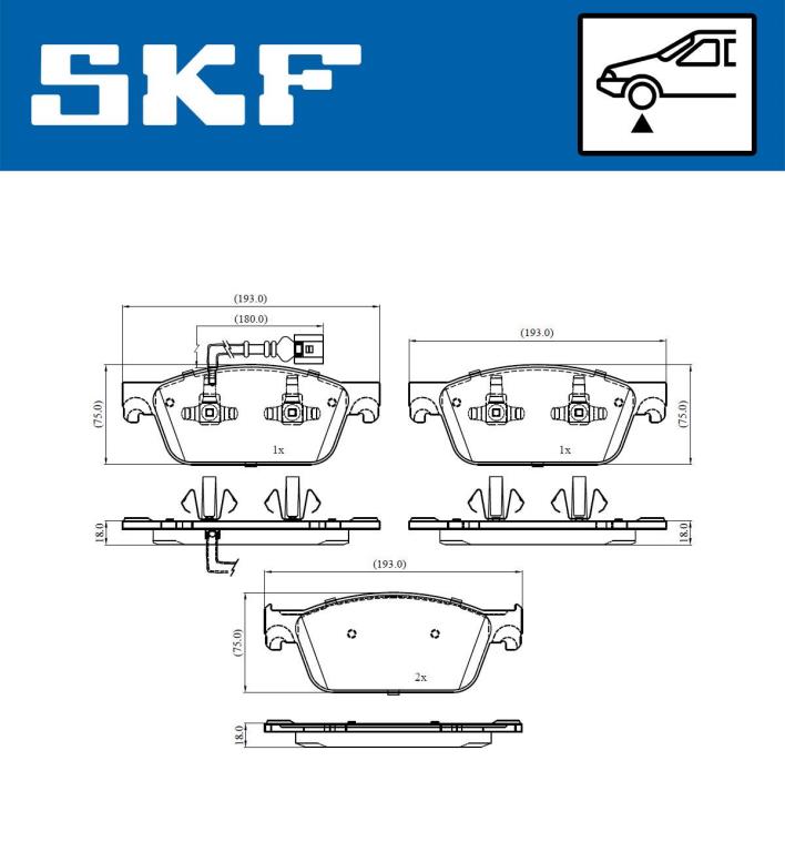 Jeu de 4 plaquettes de frein SKF ref. VKBP 80445 E