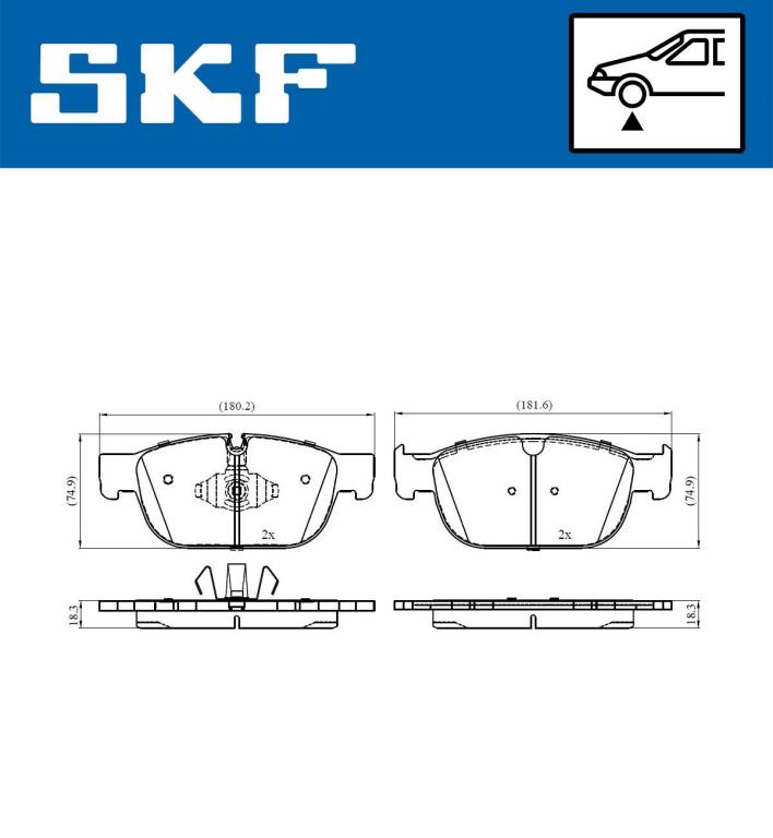 Jeu de 4 plaquettes de frein SKF ref. VKBP 80446