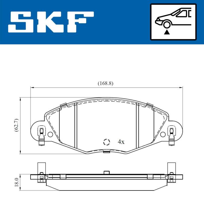 Jeu de 4 plaquettes de frein SKF ref. VKBP 80447 E