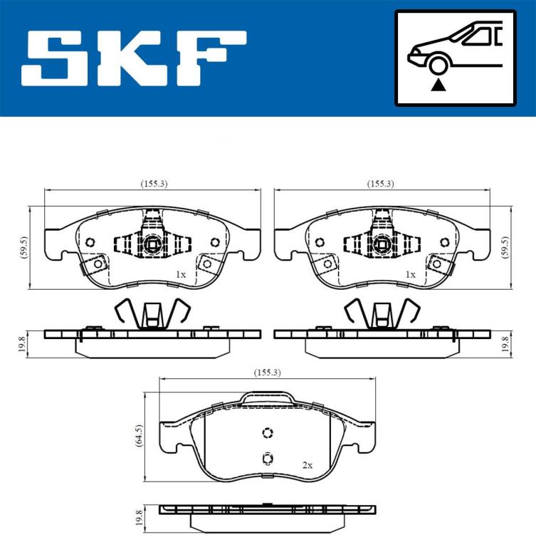 Jogo de 4 pastilhas de travão SKF ref. VKBP 80448 A