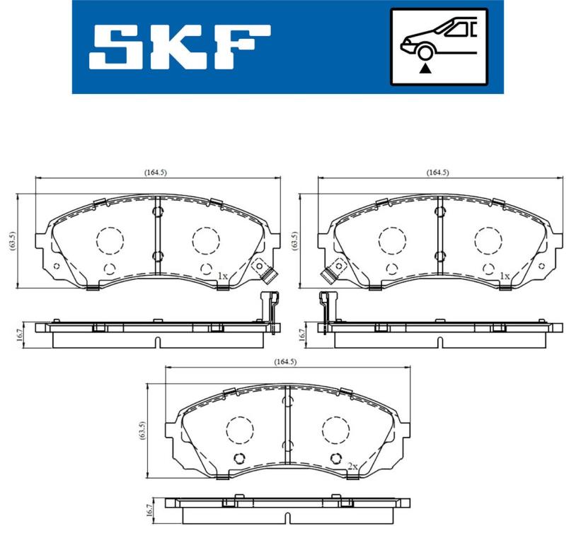 Jeu de 4 plaquettes de frein SKF ref. VKBP 80454 A